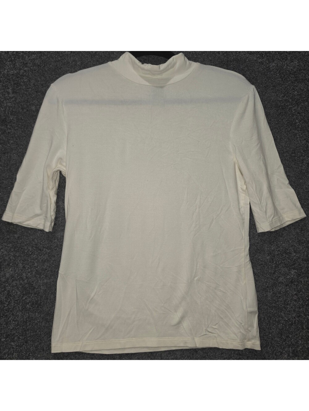 RL42.  Vintage Lauren Ralph Lauren white Rayon Stretch Mock Neck Top Medium Y2K